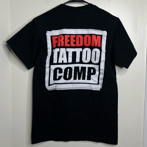 Freedom Tattoo Company Black Short Sleeve T Shirt Size Small Back Graphic Unisex - Picture 5 of 8